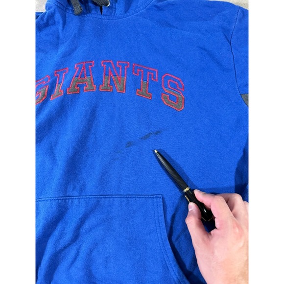 NFL Team Apparel Mens New York Giants Hoodie Sweatshirt Embroidered Blue Large - Picture 6 of 8